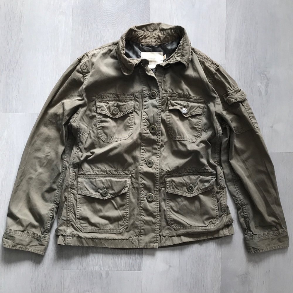 J CREW CHINO TWILL FEILD SAFARI GREEN KHAKI JACKET WOMENS SMALL
